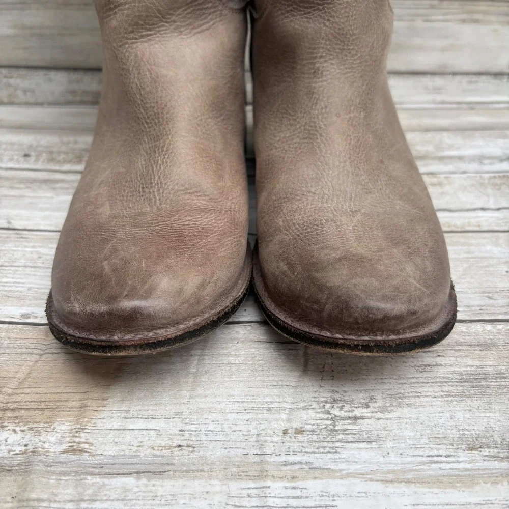 Frye Boots Paige Leather 6.5 Grey Pull On Round Toe Riding Western Distressed - Picture 4 of 12